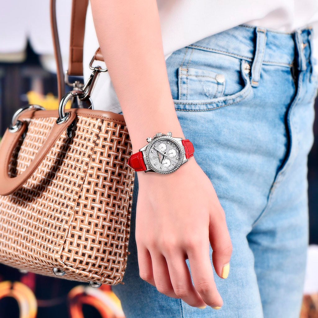 Relógio Feminino Pagani Design Daisy Red - Pagani Design