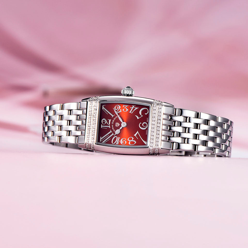 Relógio Feminino Pagani Design Sunflower Silver Red - Pagani Design