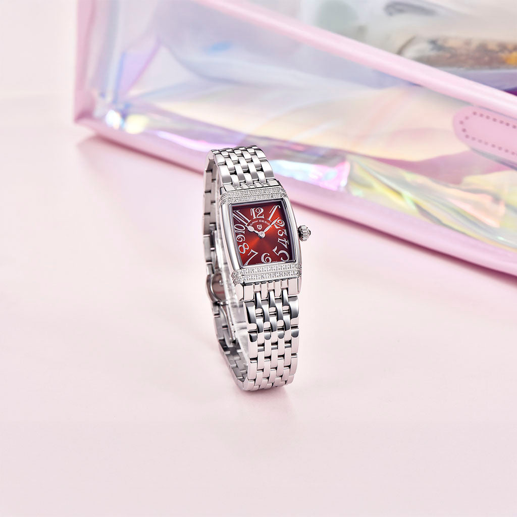 Relógio Feminino Pagani Design Sunflower Silver Red - Pagani Design