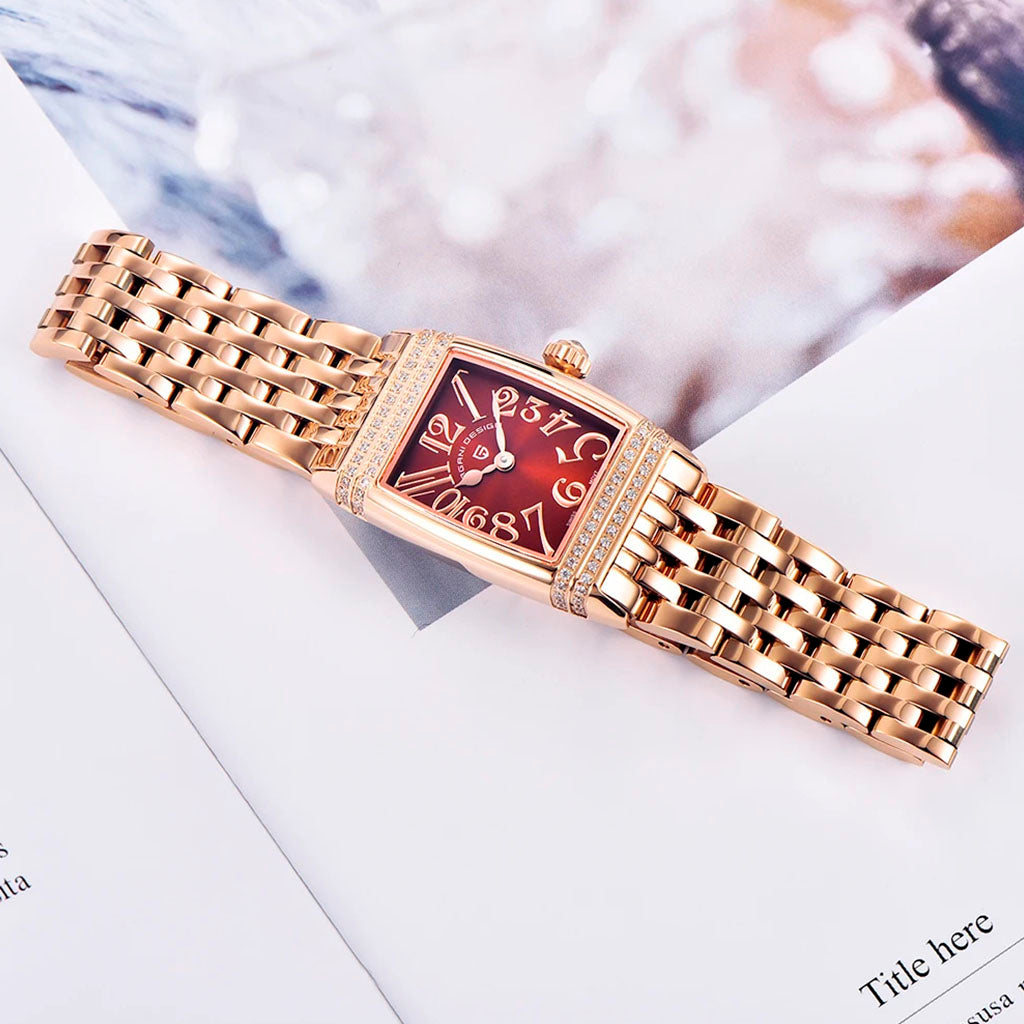 Relógio Feminino Pagani Design Sunflower Gold Red - Pagani Design