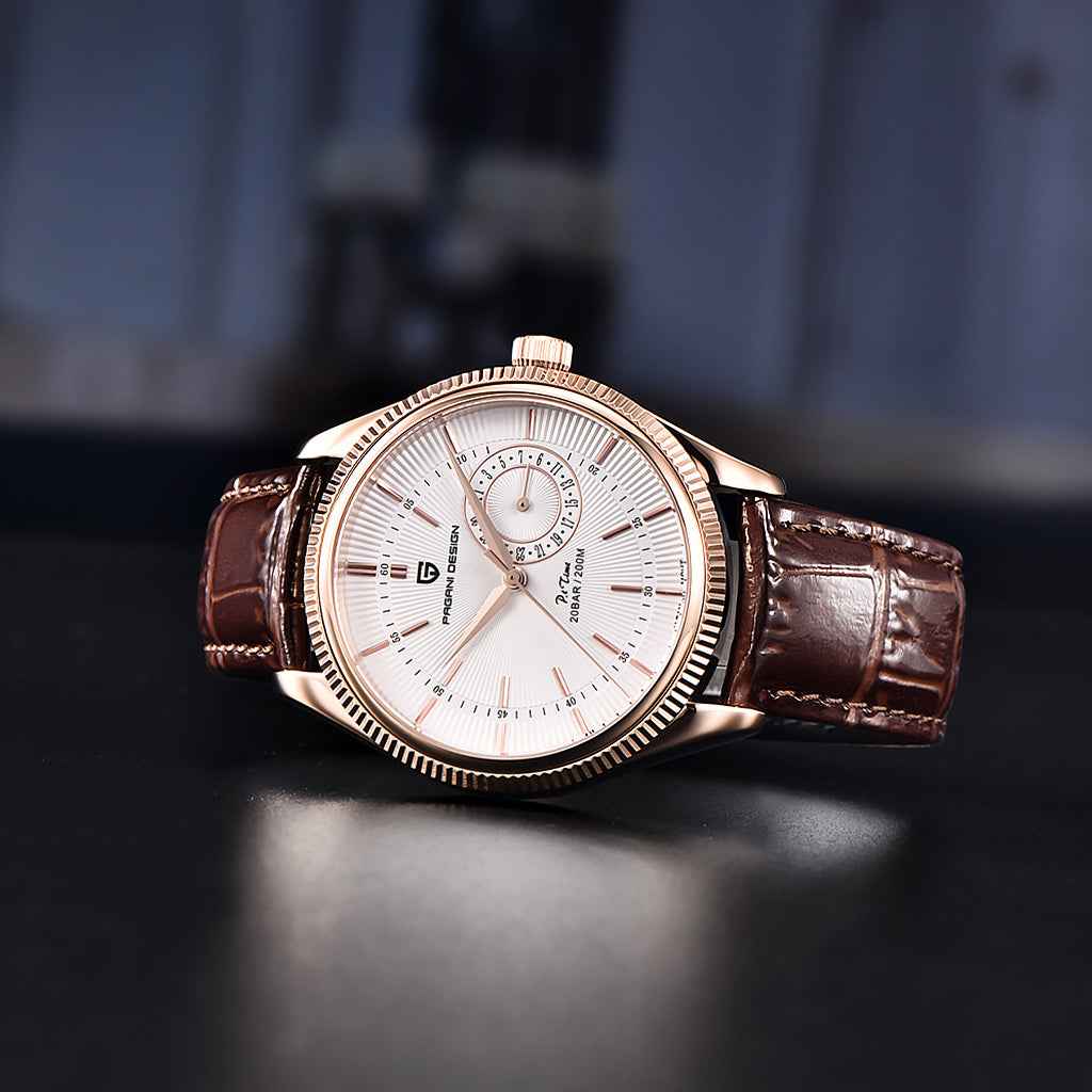 Relogio Masculino Pagani Modelo Lugazzo Pulseira de Couro Marrom