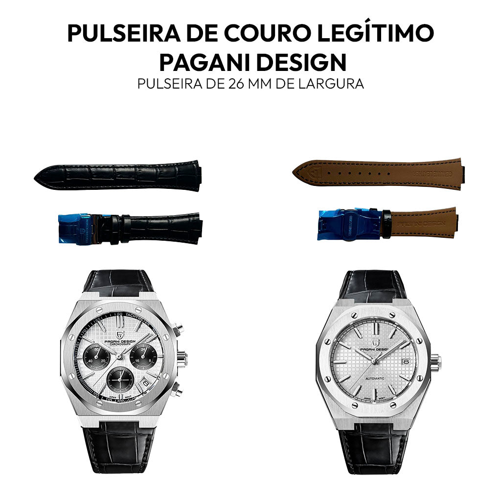 Pulseira Relógio Pagani Design Couro Legítimo 26mm x 230mm