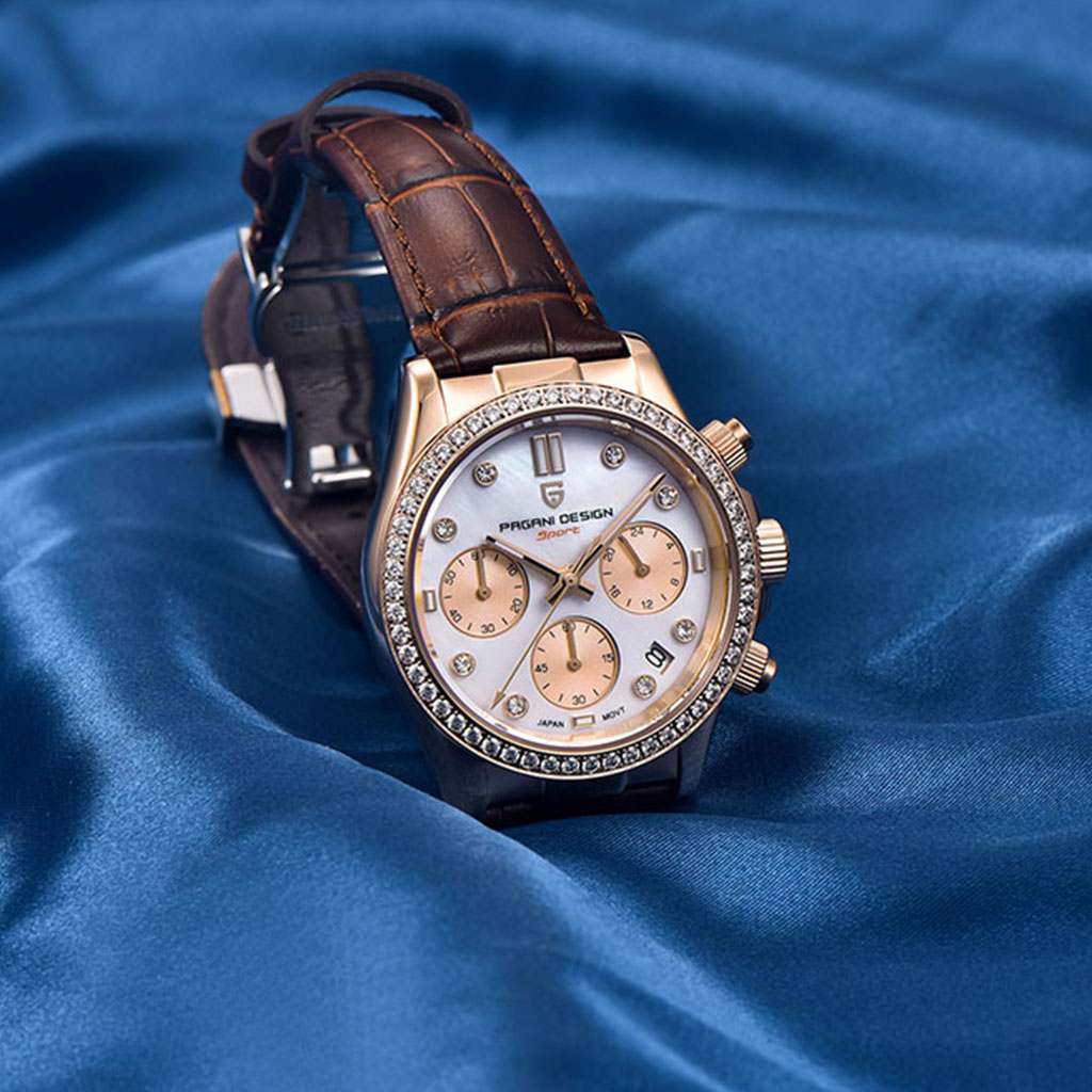 Relógio Feminino Pagani Design Daisy Gold Brown - Pagani Design